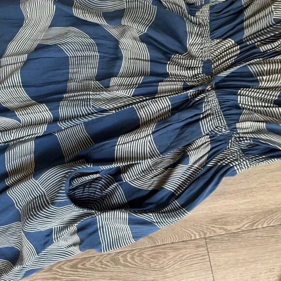 Dress Forum Los Angeles Dress Boho Hippie Wrap Blue And White V-neck Maxi Sz S - Picture 11 of 14